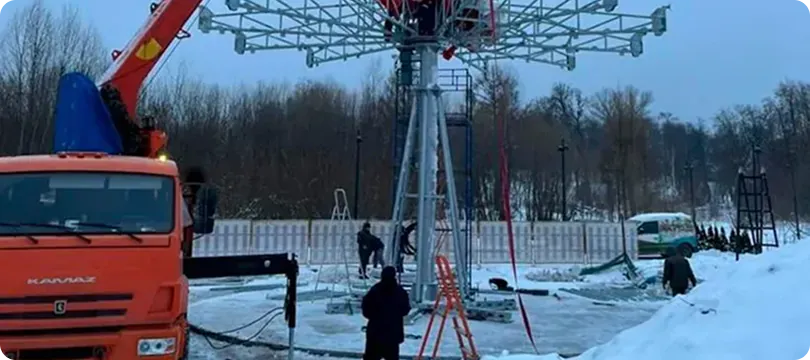 Монтаж уникальной двухъярусной карусели в г. Чехов
